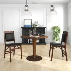 Tangkula Folding Dining Chairs Set of 2 Foldable Wood Kitchen Chairs with Padded Seat Solid Wood Frame