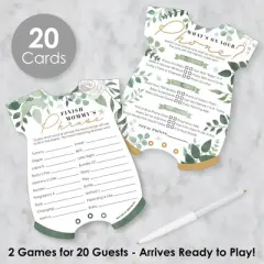 Big Dot of Happiness Boho Botanical Baby - 2-in-1 Greenery Baby Shower Cards - Activity Duo Games - Set of 20