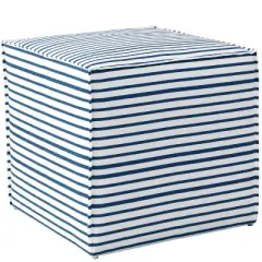 French Seam Ottoman in Nautical Stripe Navy - Skyline Furniture