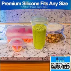 5 Star Super Deals Silicone Stretch Food Lids 12 Rectangular Pack - Reusable Leak Proof Containers Covers for Fresh Food Storage