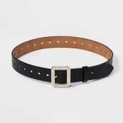 Women's Square Buckle Belt - A New Day&trade; Black