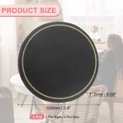 Unique Bargains Round PVC Leather Waterproof Anti-slip Home Decor Coasters 4 Pcs