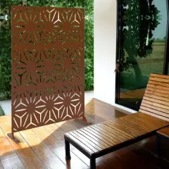 47-inches W x 72-inches H White Galvanized Sheet Screen Outdoor and lndoor Divider for Balcony Patio Garden Room Divider (Star 01)