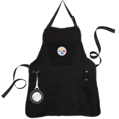 Evergreen Pittsburgh Steelers Black Grill Apron- 26 x 30 Inches Durable Cotton with Tool Pockets and Beverage Holder