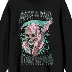 Vintage Reaper Flame Butterfly Distressed Men's Black Graphic Crew Neck Sweatshirt