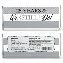 Big Dot of Happiness We Still Do - 25th Wedding Anniversary Party - Candy Bar Wrappers Party Favors - Set of 24