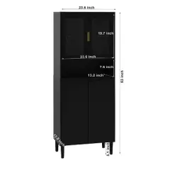 Kumasinova 63" Kitchen Pantry Cabinet with Adjustable Shelves,Tall Storage Cabinet with Doors,Tempered Glass Door Kitchen Cabinet for Living Room