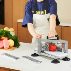 VEVOR Commercial Tomato Slicer, 1/4"+3/8"+3/16" Tomato Cutter Slicer, Stainless Steel Heavy Duty Tomato Slicer Machine, Manual Tomato Slicer