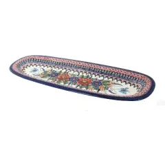 Blue Rose Polish Pottery 1430 Zaklady Large Bread Platter