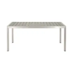 GDFStudio Crested Bay Outdoor Aluminum Dining Table with Faux Wood Top