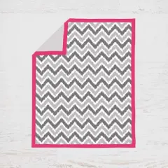 Bacati - Ikat Dots Leopard  Pink Grey Girls 4 pc Crib Set with Muslin Sleeping Sack