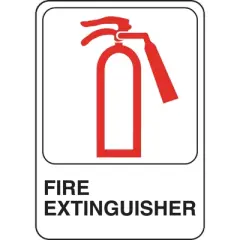 Hillman English White Fire Extinguisher Sign 5 in. W X 7 in. H - Case of 6