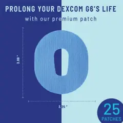 RightCare CGM Adhesive Synthetic Patch for Dexcom G6, Multiple Colors, Uncovered Oval, Bag of 25