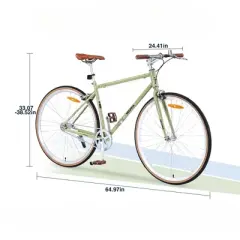 INFURNIC Bicycles, Hybrid Bicycle with Single Speed, Bicycles for Men Women Adults, Commuter Bike with Adjustable Seat, Green, 64.97"*24.41"*38.52"
