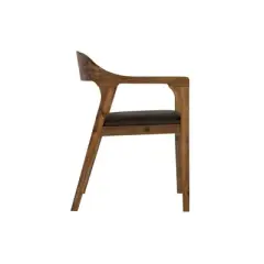 Curved Panel Back Dining Chair with Sleek Track Arms Brown - Benzara