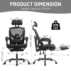 IULULU Office Desk Chair with Footrest, High-Back Mesh Rolling Swivel Reclining Chairs