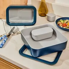 Caraway Home 2pc Dash Insert Ceramic Coated Glass Food Storage Container Set Gray