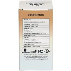 Hamilton Hills 9 Watt LED Smart Dimmable Lightbulb WiFi Enabled No Hub Required, 1 pack