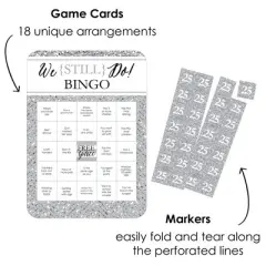 Big Dot of Happiness We Still Do - 25th Wedding Anniversary - Find the Guest Bingo Cards and Markers - Anniversary Party Bingo Game - Set of 18