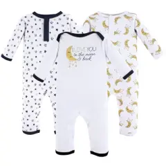 Yoga Sprout Baby Cotton Coveralls 3pk, Metallic Moon