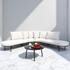 Mshliw Outdoor Patio Furniture Set - 6-Piece Modular Sectional Sofa with Coffee Table, Cushion&ndash;  Patio Seating for Garden, Backyard, Deck, Porch