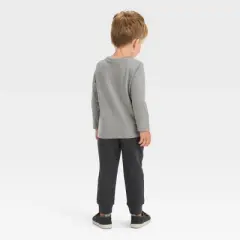 Toddler Boys' 2pc Long Sleeve Graphic T-Shirt and Fleece Jogger Pants Set - Cat & Jack&trade; Charcoal Gray