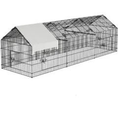 Large Metal Chicken Coop for 10 Chickens,Heavy Duty Reinforced Wire Mesh Run w/Waterproof & Anti-UV Cover,Secure Lock for Chickens/Ducks/Rabbit