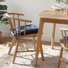 Denim Solid Chair Pad Seat Cushion Blue - Threshold&trade;: Indoor Kitchen Chair Cushions, Cotton & Polyester, 15"x15"