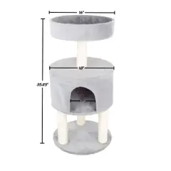 Pet Adobe 4-Tier Kitty Condo and Scratching Post &ndash; Gray