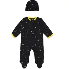 Star Wars C-3PO Chewbacca R2-D2 Baby Mix N' Match Zip Up Sleep Play Coverall Bodysuit Jogger Pants and Hat 4 Piece Outfit Set Newborn 