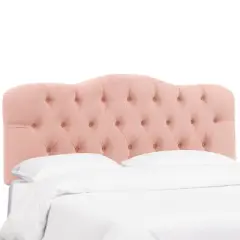 Full Tufted Headboard in Velvet Blush Pink - Skyline Furniture