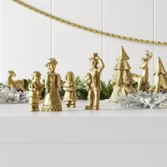8pk Christmas Poly Animals/Trees/People Decor Set Gold - Wondershop&trade;