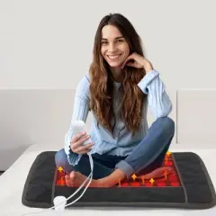 Far Infrared Heating Pad for Back, 32"x21" Tourmaline Electric Therapy Pad for Neck, Shoulders, 6 Heat Settings, Auto Shut Off