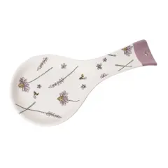 Transpac Dolomite 9 in Multicolor Lavender and Lilac Spoon Rest for Everyday Use