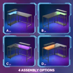 Bestier 48 Inch LED L-Shaped Gaming Desk with Monitor Stand