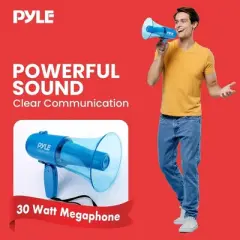 Pyle Waterproof Megaphone Bullhorn Speaker - PMP36WLT, 30W, Handheld with Siren and Music Modes