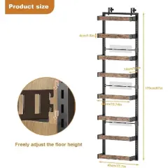 8-Layer Over The Door Spice Rack Organizer Pantry, Wall Mount or Hanging, 8 Basket with Adjustable Height of 1.8in for Kitchen Cabinet& Closet, Black