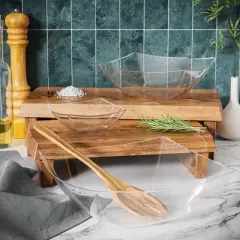 Crown Display Clear Disposable Serving Bowl Squared Convex Bowl - Clear Plastic Bowl for Serving