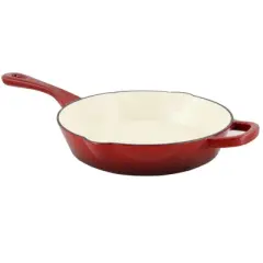 Crock Pot Artisan Enameled 10in Round Cast Iron Skillet in Scarlet Red