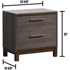 Kumasinova 23" Two-Tone Modern Nightstand,Bedside Table with Brass Pulls&Metal Glides,Night Stand with Drawers,Nightstands for Bedroom