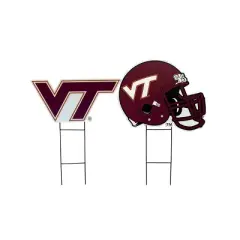 NCAA Virginia Tech Hokies 2pk Logo and Helmet Garden Stake Set