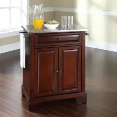 Lafayette Stainless Steel Top Portable Kitchen Island/Cart Mahogany - Crosley