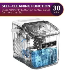 6-Minute Countertop Ice Maker: 9 Bullet Cubes, 26.5lbs Daily, Self-Cleaning, with Basket and Scoop - Perfect for Home, Office, Kitchen, Bar, Party