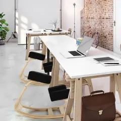 Costway Ergonomic Kneeling Chair Rocking Stool Upright Posture Office Furniture Black\Grey