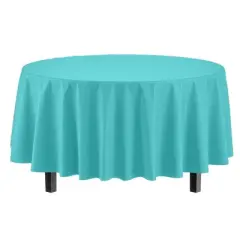 Crown Display Disposable Plastic Tablecloth 84 Inch Round- 6 Pack