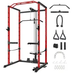 1600LBS Power Cage Squat Rack,Squat Machine with Dip Bar,Workout Equipment Home Gym