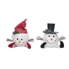 Transpac Foam Snowman Head Decor Set of 2 Christmas Home Decorations for Festive Holiday Cheer
