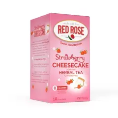 Red Rose Sweet Temptations Dessert Tea Strawberry Cheesecake, Herbal Tea, 18 Count Pack of 6