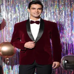 Lars Amadeus Men's Slim Fit One Button Shawl Lapel Wedding Tuxedo Velvet Blazer