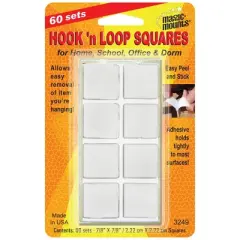 Magic-Mounts&reg; Hook 'n Loop, 7/8" Squares, 60 Sets